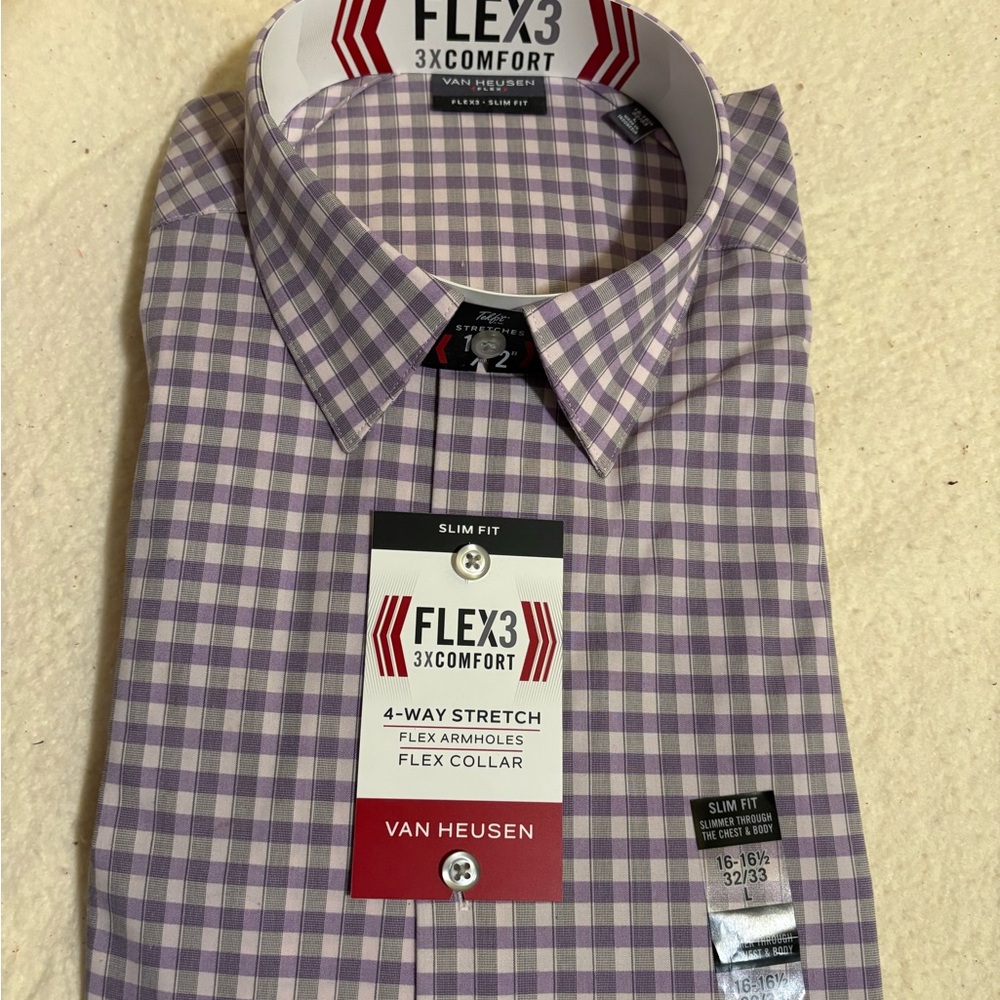 Van Heusen Lavender Checkered Dress Shirt